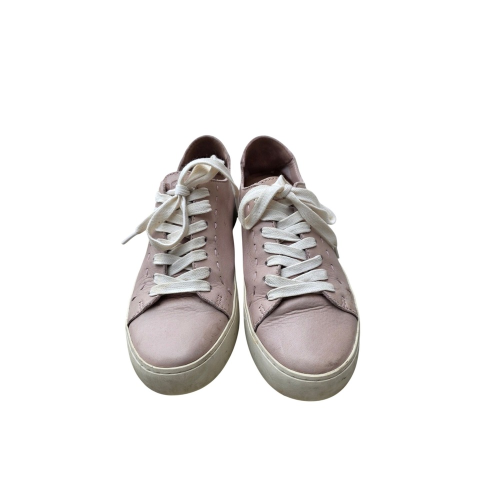 FRYE Women's Lena Perf Low Lace Sneakers in pink leather. Size 5.5
